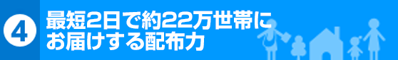 最短2日で約22万世帯にお届けする配布力